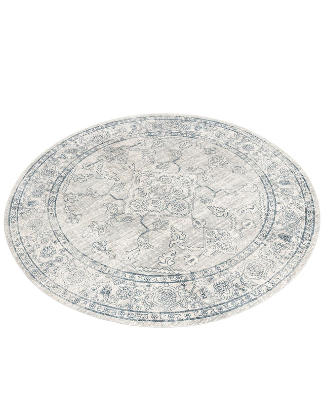 Gray 7' x 7' Newport Round Area Rug 100% Polypropylene Traditional Distressed Classic Contemporary Carpet for Home Decor for Sale at Rug Engine