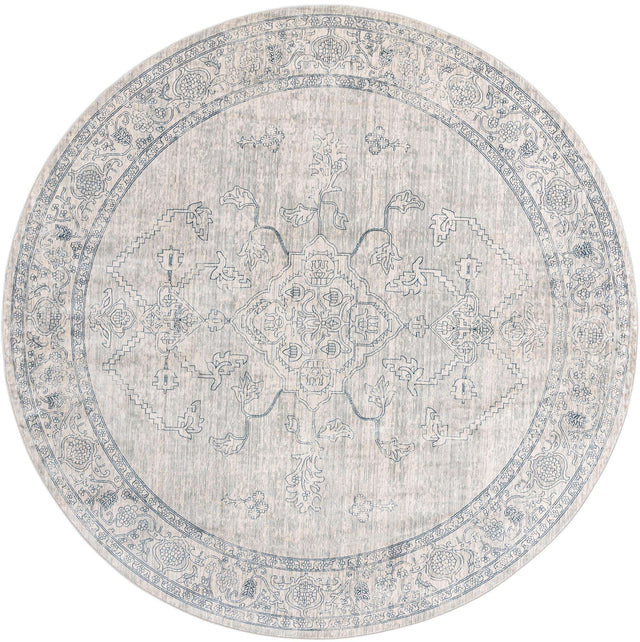 Gray 10' 2 x 10' 2 Newport Round Area Rug 100% Polypropylene Traditional Distressed Classic Contemporary Carpet for Home Decor for Sale at Rug Engine