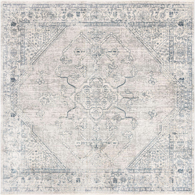 Gray 10' 2 x 10' 2 Newport Square Area Rug 100% Polypropylene Traditional Distressed Classic Contemporary Carpet for Home Decor for Sale at Rug Engine