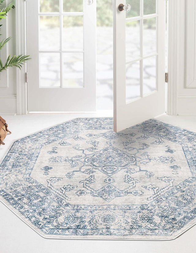 Gray 7' x 7' Newport Octagon Area Rug 100% Polypropylene Traditional Distressed Classic Contemporary Carpet for Home Decor for Sale at Rug Engine