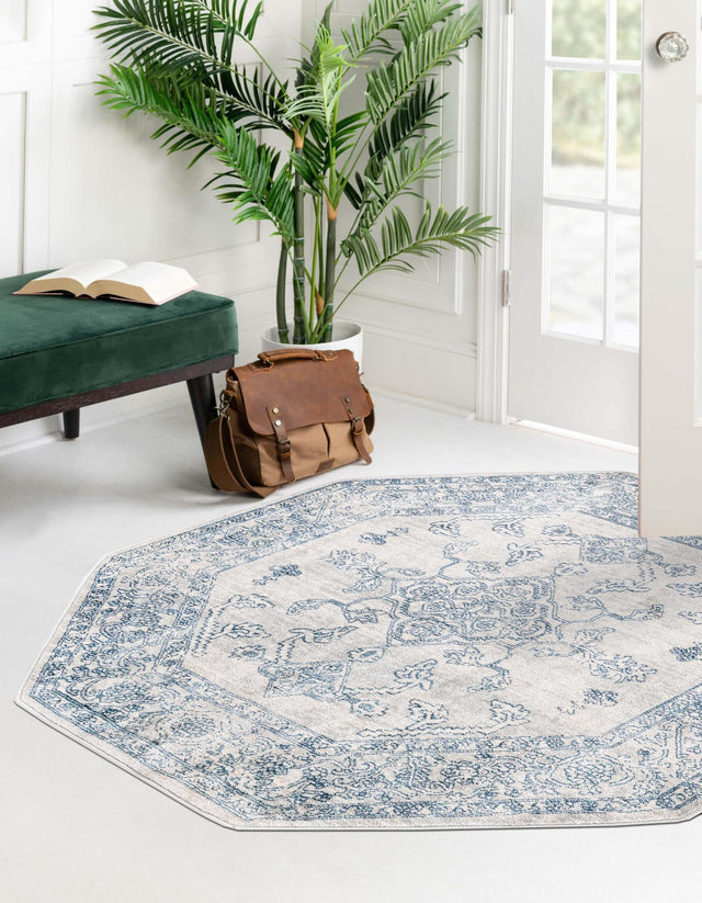 Gray 4' x 4' Newport Octagon Area Rug 100% Polypropylene Traditional Distressed Classic Contemporary Carpet for Home Decor for Sale at Rug Engine