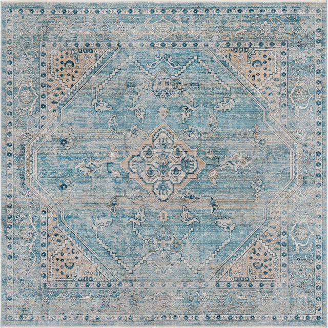 Blue 8' x 8' Newport Square Area Rug 100% Polypropylene Traditional Distressed Classic Contemporary Carpet for Home Decor for Sale at Rug Engine