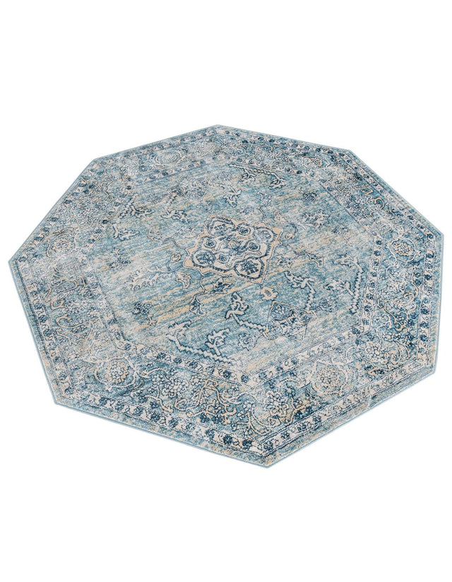 Blue 4' x 4' Newport Octagon Area Rug 100% Polypropylene Traditional Distressed Classic Contemporary Carpet for Home Decor for Sale at Rug Engine