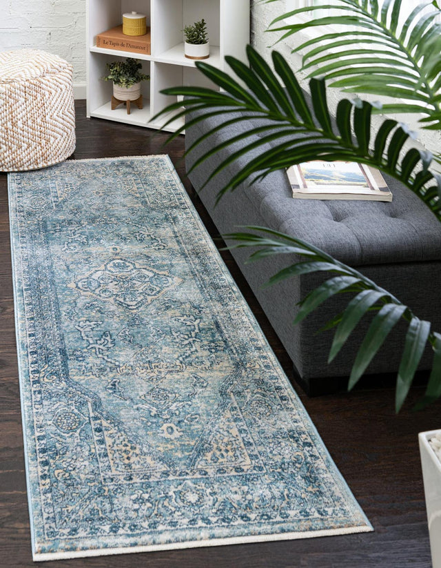 Blue 2' x 3' 11 Newport Runner Area Rug 100% Polypropylene Traditional Distressed Classic Contemporary Carpet for Home Decor for Sale at Rug Engine