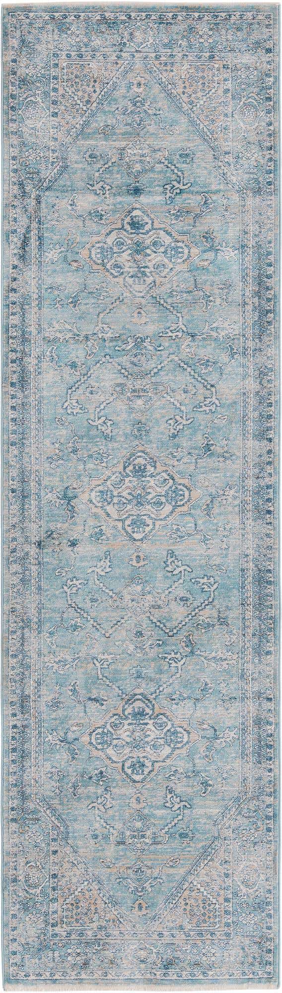 Blue 2' 7 x 10' 2 Newport Runner Area Rug 100% Polypropylene Traditional Distressed Classic Contemporary Carpet for Home Decor for Sale at Rug Engine