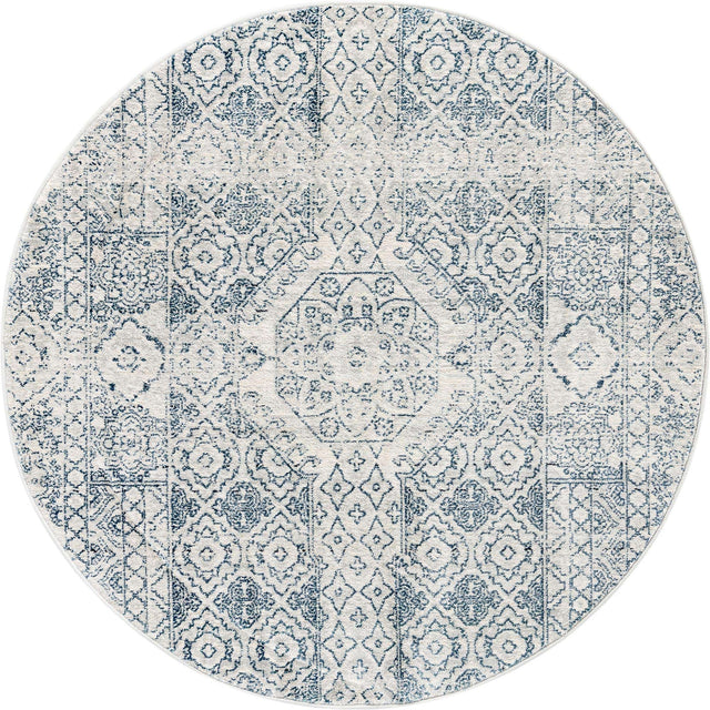Gray 3' 11 x 3' 11 Newport Round Area Rug 100% Polypropylene Traditional Distressed Classic Contemporary Carpet for Home Decor for Sale at Rug Engine