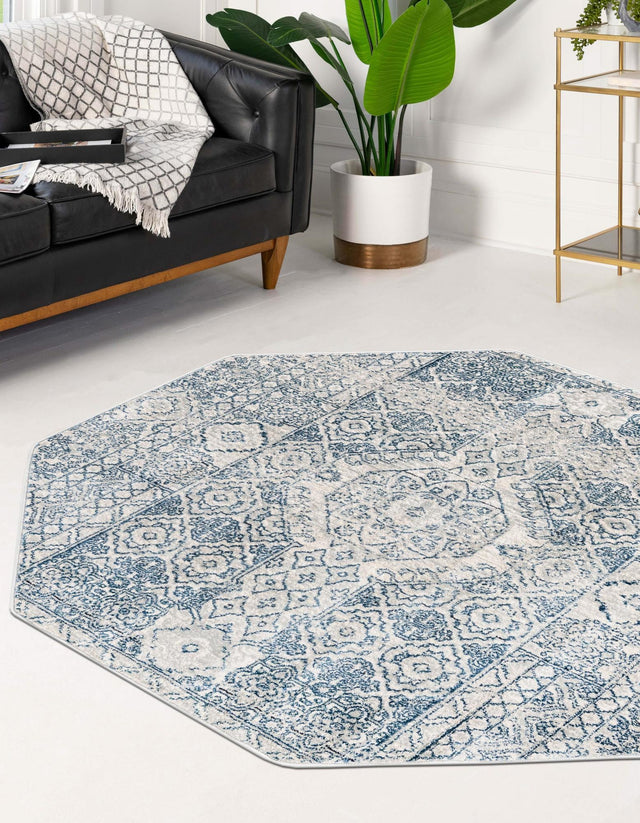 Gray 7' x 7' Newport Octagon Area Rug 100% Polypropylene Traditional Distressed Classic Contemporary Carpet for Home Decor for Sale at Rug Engine