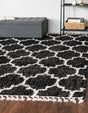 Black and White 7' 10 x 7' 10 Hygge Shag Square Area Rug Thick Soft Touch Fluffy & Plush Shaggy Pile 100% Polypropylene With Jute Backing Modern Carpet for Sale at Rug Engine