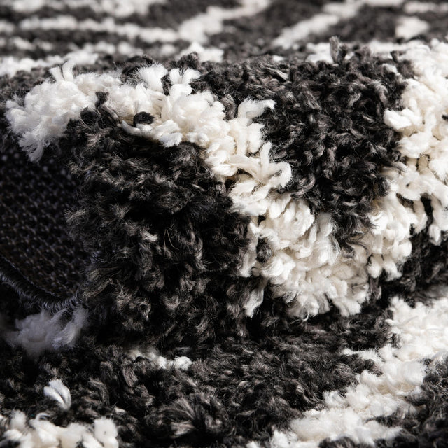 Black and White 7' 10 x 10' Hygge Shag Rectangle Area Rug Thick Soft Touch Fluffy & Plush Shaggy Pile 100% Polypropylene With Jute Backing Modern Carpet for Sale at Rug Engine