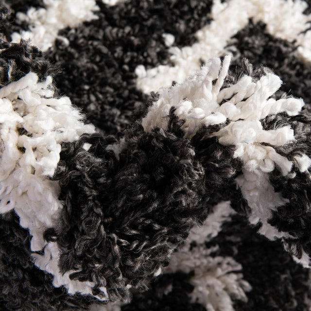 Black and White 7' 10 x 10' Hygge Shag Rectangle Area Rug Thick Soft Touch Fluffy & Plush Shaggy Pile 100% Polypropylene With Jute Backing Modern Carpet for Sale at Rug Engine