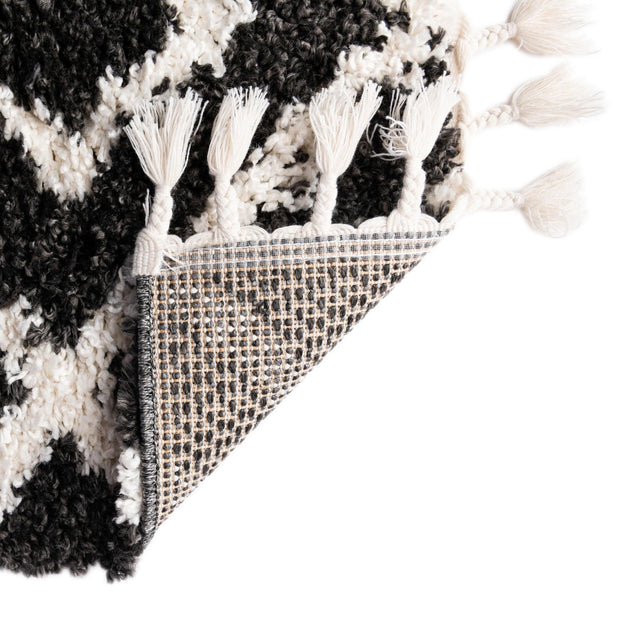 Black and White 7' 10 x 10' Hygge Shag Rectangle Area Rug Thick Soft Touch Fluffy & Plush Shaggy Pile 100% Polypropylene With Jute Backing Modern Carpet for Sale at Rug Engine