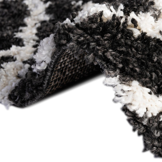 Black and White 3' 3 x 3' 3 Hygge Shag Round Area Rug Thick Soft Touch Fluffy & Plush Shaggy Pile 100% Polypropylene With Jute Backing Modern Carpet for Sale at Rug Engine