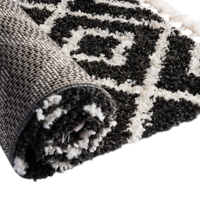 Black and White 2' 7 x 8' 2 Hygge Shag Runner Area Rug Thick Soft Touch Fluffy & Plush Shaggy Pile 100% Polypropylene With Jute Backing Modern Carpet for Sale at Rug Engine