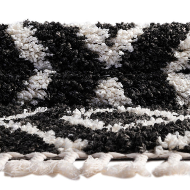 Black and White 2' 7 x 8' 2 Hygge Shag Runner Area Rug Thick Soft Touch Fluffy & Plush Shaggy Pile 100% Polypropylene With Jute Backing Modern Carpet for Sale at Rug Engine