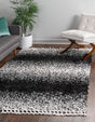 Black and White 9' x 12' Hygge Shag Rectangle Rug