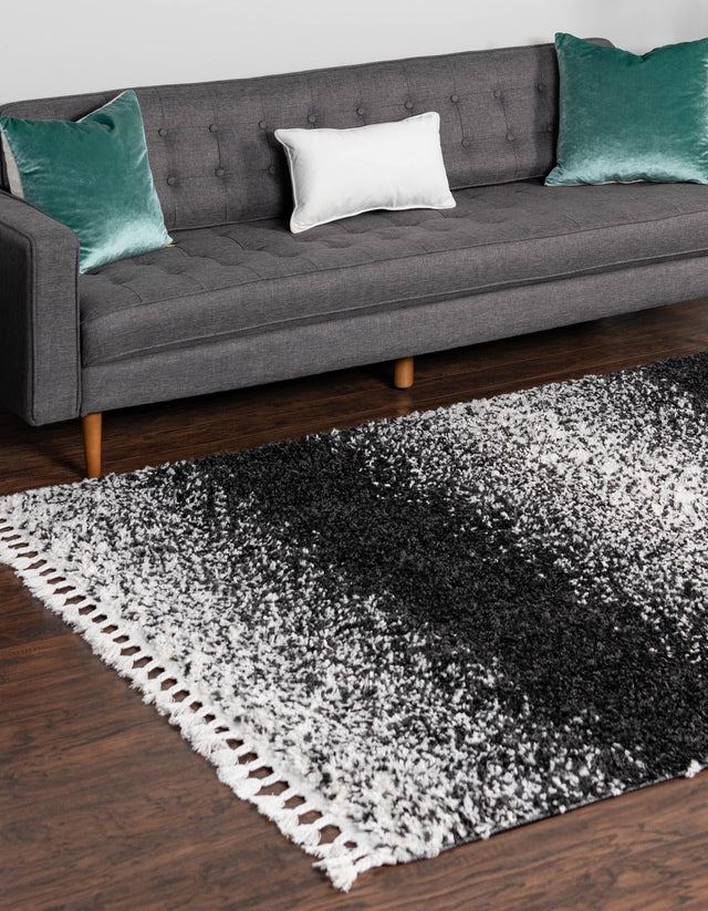 Black and White 7' 10 x 10' Hygge Shag Rectangle Area Rug Thick Soft Touch Fluffy & Plush Shaggy Pile 100% Polypropylene With Jute Backing Modern Carpet for Sale at Rug Engine