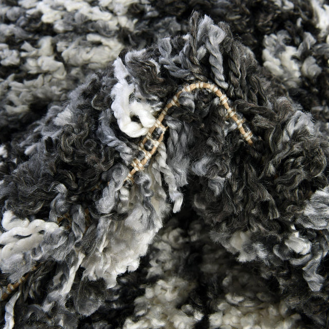 Black and White 7' 10 x 7' 10 Hygge Shag Square Area Rug Thick Soft Touch Fluffy & Plush Shaggy Pile 100% Polypropylene With Jute Backing Modern Carpet for Sale at Rug Engine