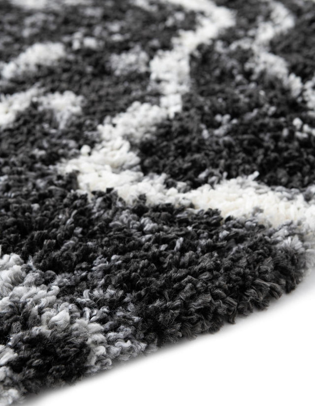 Black and White 5' 3 x 5' 3 Hygge Shag Round Area Rug Thick Soft Touch Fluffy & Plush Shaggy Pile 100% Polypropylene With Jute Backing Modern Carpet for Sale at Rug Engine
