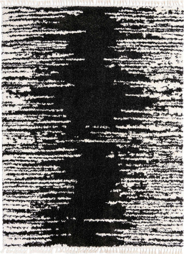 Black and White 9' x 12' Serenity Shag Rectangle Area Rug Thick Soft Touch Fluffy & Plush Shaggy Pile Carpet for Living Rooms, Kitchen, Bedrooms, Office, Dorms for Sale at Rug Engine