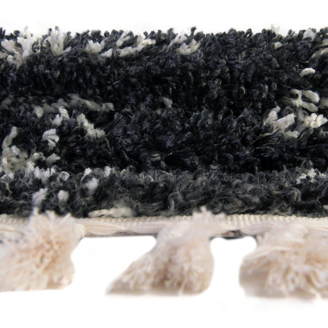 Black and White 9' x 12' Serenity Shag Rectangle Area Rug Thick Soft Touch Fluffy & Plush Shaggy Pile Carpet for Living Rooms, Kitchen, Bedrooms, Office, Dorms for Sale at Rug Engine