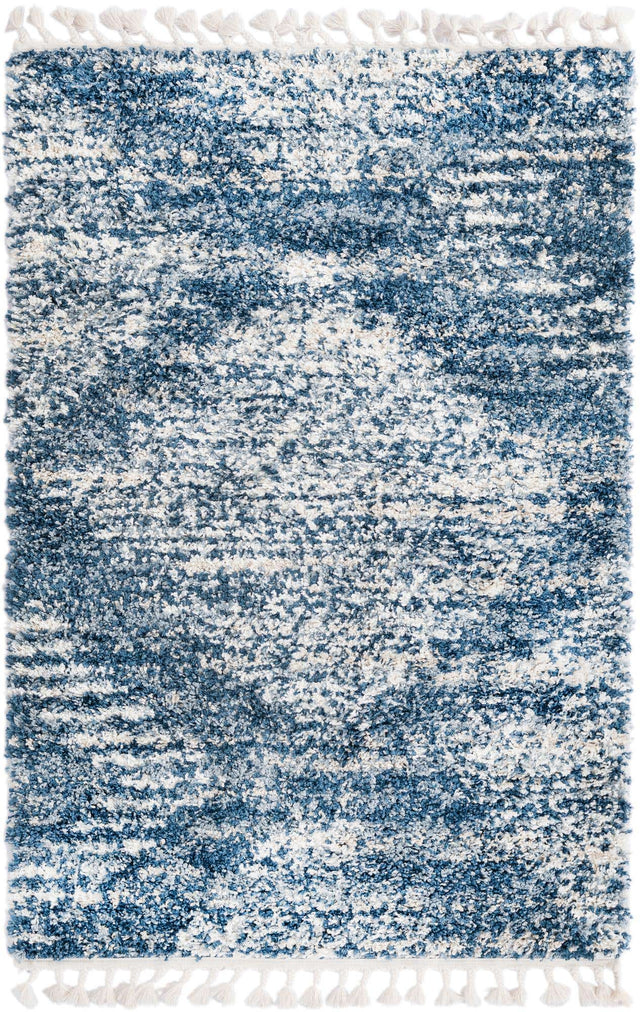 Blue 4' x 6' Serenity Shag Rectangle Area Rug Thick Soft Touch Fluffy & Plush Shaggy Pile Carpet for Living Rooms, Kitchen, Bedrooms, Office, Dorms for Sale at Rug Engine
