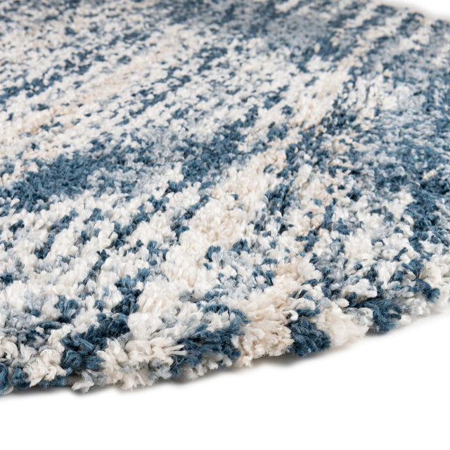 Blue 5' 3 x 5' 3 Serenity Shag Round Area Rug Thick Soft Touch Fluffy & Plush Shaggy Pile Carpet for Living Rooms, Kitchen, Bedrooms, Office, Dorms for Sale at Rug Engine