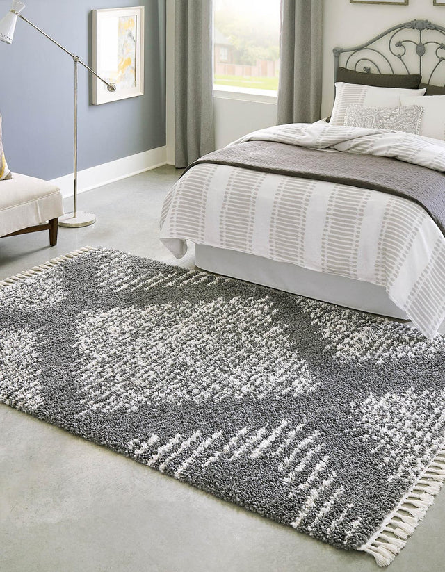 Gray 5' 3 x 8' Serenity Shag Rectangle Area Rug Thick Soft Touch Fluffy & Plush Shaggy Pile Carpet for Living Rooms, Kitchen, Bedrooms, Office, Dorms for Sale at Rug Engine