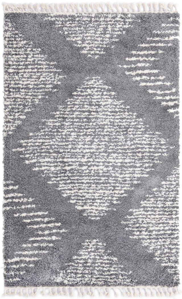 Gray 5' 3 x 8' Serenity Shag Rectangle Area Rug Thick Soft Touch Fluffy & Plush Shaggy Pile Carpet for Living Rooms, Kitchen, Bedrooms, Office, Dorms for Sale at Rug Engine