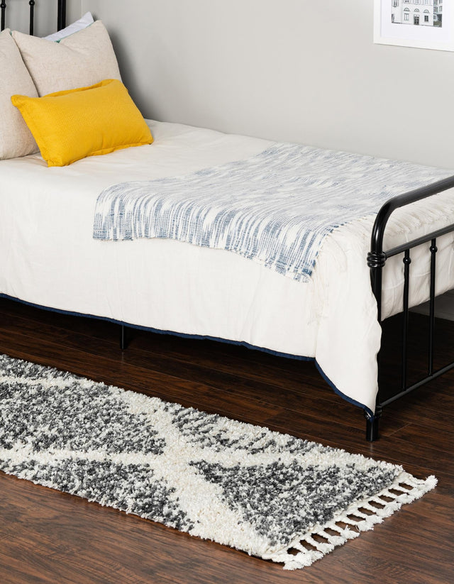 White 2' 7 x 12' Serenity Shag Runner Area Rug Thick Soft Touch Fluffy & Plush Shaggy Pile Carpet for Living Rooms, Kitchen, Bedrooms, Office, Dorms for Sale at Rug Engine