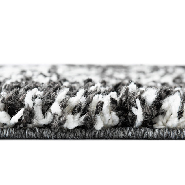 Black and White 4' x 6' Serenity Shag Rectangle Area Rug Thick Soft Touch Fluffy & Plush Shaggy Pile
