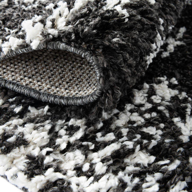 Black and White 4' x 6' Serenity Shag Rectangle Area Rug Thick Soft Touch Fluffy & Plush Shaggy Pile