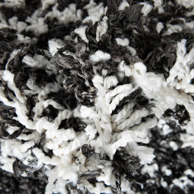 Black and White 4' x 6' Serenity Shag Rectangle Area Rug Thick Soft Touch Fluffy & Plush Shaggy Pile