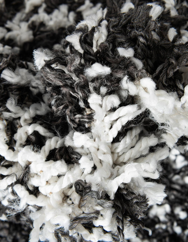 Black and White 5' 3 x 5' 3 Serenity Shag Round Area Rug Thick Soft Touch Fluffy & Plush Shaggy Pile Carpet for Living Rooms, Kitchen, Bedrooms, Office, Dorms for Sale at Rug Engine