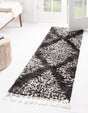 Black and White 2' x 6' Serenity Shag Runner Area Rug Thick Soft Touch Fluffy & Plush Shaggy Pile