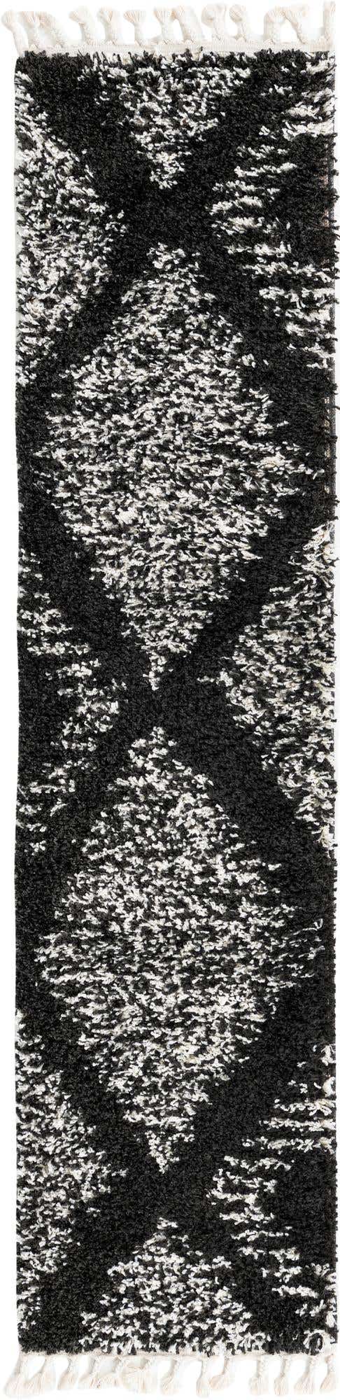 Black and White 2' x 8' Serenity Shag Runner Area Rug Thick Soft Touch Fluffy & Plush Shaggy Pile Carpet for Living Rooms, Kitchen, Bedrooms, Office, Dorms for Sale at Rug Engine