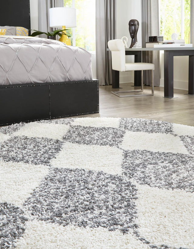 White 10' x 10' Serenity Shag Round Area Rug Thick Soft Touch Fluffy & Plush Shaggy Pile Carpet for Living Rooms, Kitchen, Bedrooms, Office, Dorms for Sale at Rug Engine