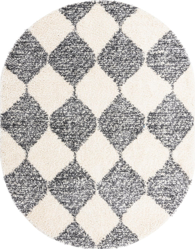 White 7' 10 x 10' Serenity Shag Oval Area Rug Thick Soft Touch Fluffy & Plush Shaggy Pile Carpet for Living Rooms, Kitchen, Bedrooms, Office, Dorms for Sale at Rug Engine