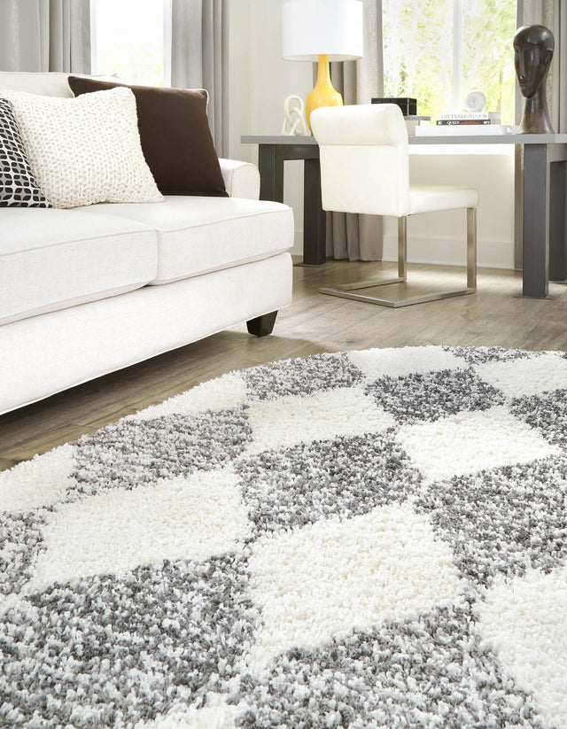 White 5' 3 x 8' Serenity Shag Oval Area Rug Thick Soft Touch Fluffy & Plush Shaggy Pile Carpet for Living Rooms, Kitchen, Bedrooms, Office, Dorms for Sale at Rug Engine