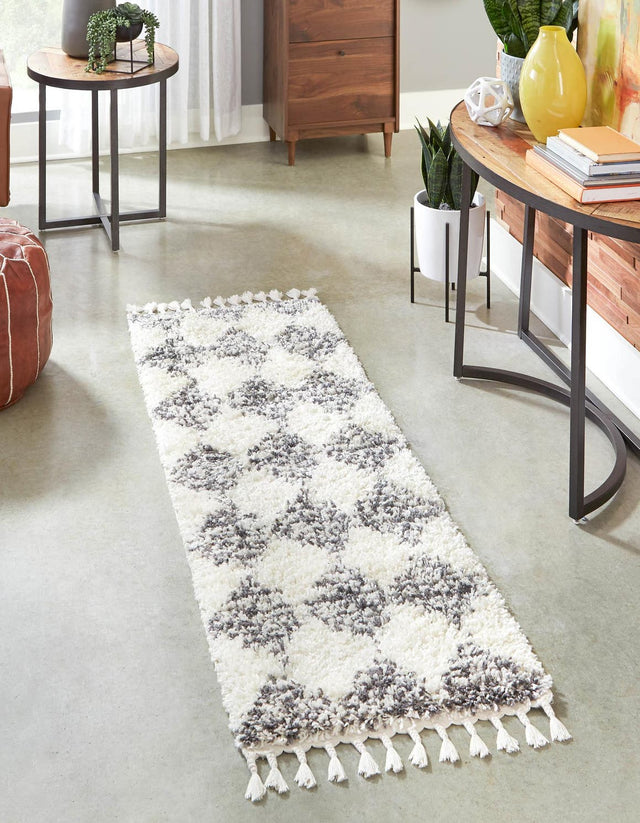White 2' x 8' Serenity Shag Runner Area Rug Thick Soft Touch Fluffy & Plush Shaggy Pile Carpet for Living Rooms, Kitchen, Bedrooms, Office, Dorms for Sale at Rug Engine