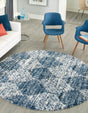 Blue 7' x 7' Serenity Shag Round Area Rug Thick Soft Touch Fluffy & Plush Shaggy Pile