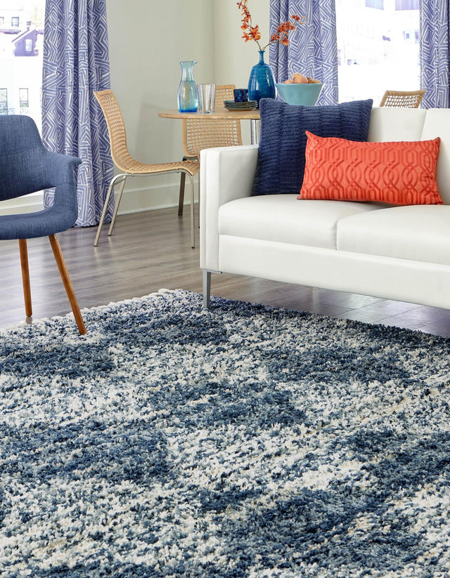 Blue 10' x 10' Serenity Shag Square Area Rug Thick Soft Touch Fluffy & Plush Shaggy Pile Carpet for Living Rooms, Kitchen, Bedrooms, Office, Dorms for Sale at Rug Engine