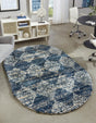 Blue 7' 10 x 10' Serenity Shag Oval Area Rug Thick Soft Touch Fluffy & Plush Shaggy Pile