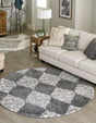 Gray 5' 3 x 5' 3 Serenity Shag Round Area Rug Thick Soft Touch Fluffy & Plush Shaggy Pile