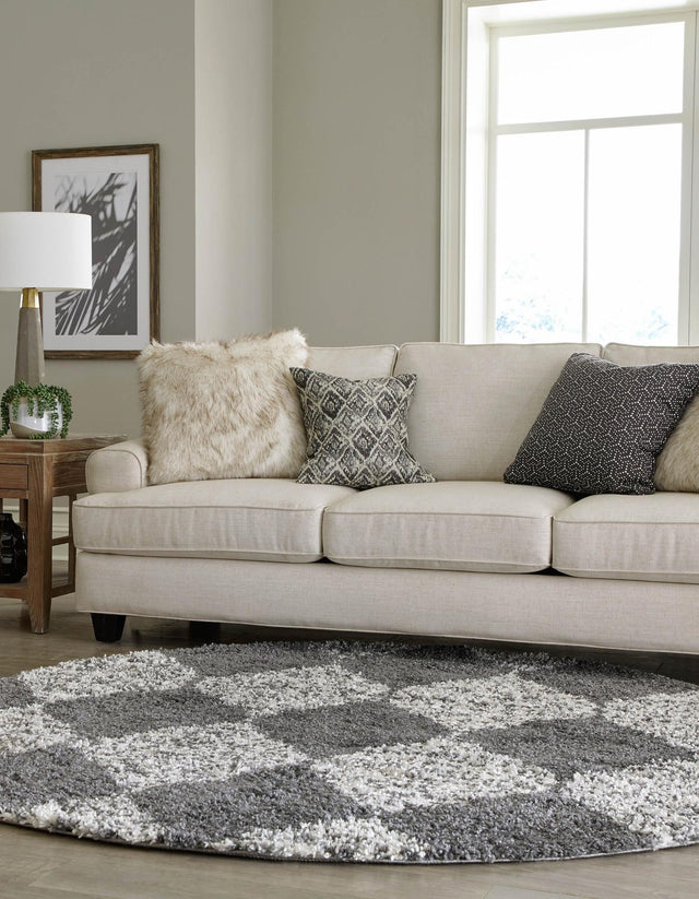 Gray 3' 3 x 3' 3 Serenity Shag Round Area Rug Thick Soft Touch Fluffy & Plush Shaggy Pile Carpet for Living Rooms, Kitchen, Bedrooms, Office, Dorms for Sale at Rug Engine