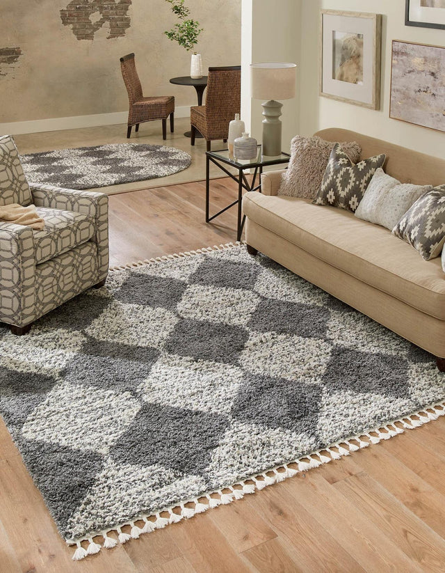 Gray 7' 10 x 7' 10 Serenity Shag Square Area Rug Thick Soft Touch Fluffy & Plush Shaggy Pile Carpet for Living Rooms, Kitchen, Bedrooms, Office, Dorms for Sale at Rug Engine