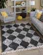 Black and White 9' x 12' Serenity Shag Rectangle Area Rug Thick Soft Touch Fluffy & Plush Shaggy Pile