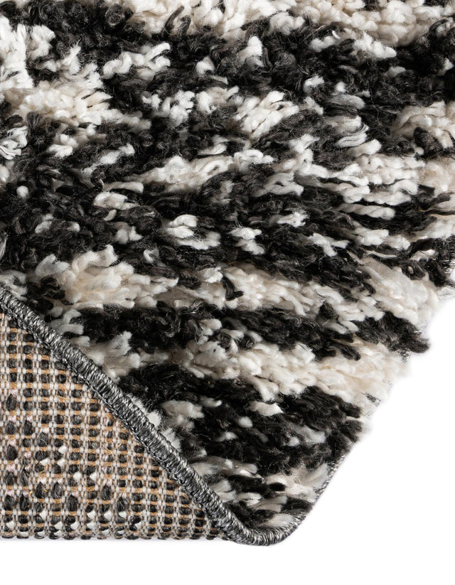 Black and White 7' x 7' Serenity Shag Round Area Rug Thick Soft Touch Fluffy & Plush Shaggy Pile Carpet for Living Rooms, Kitchen, Bedrooms, Office, Dorms for Sale at Rug Engine