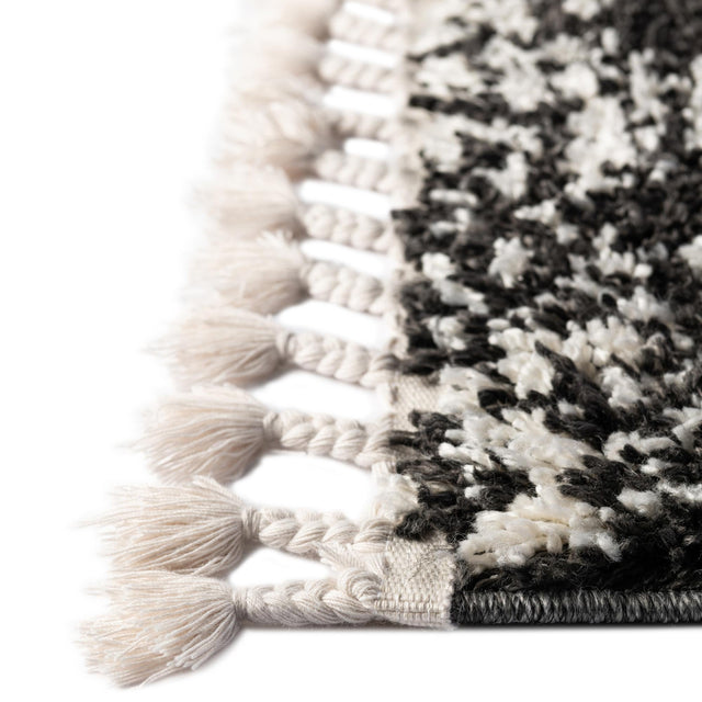 Black and White 2' x 8' Serenity Shag Runner Area Rug Thick Soft Touch Fluffy & Plush Shaggy Pile