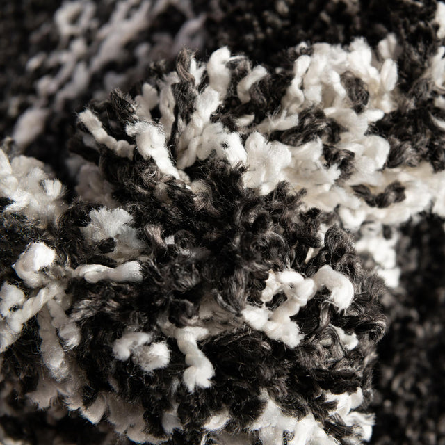 Black and White 2' x 8' Serenity Shag Runner Area Rug Thick Soft Touch Fluffy & Plush Shaggy Pile