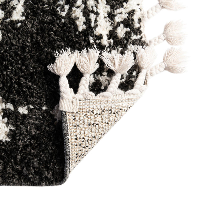 Black and White 2' x 8' Serenity Shag Runner Area Rug Thick Soft Touch Fluffy & Plush Shaggy Pile